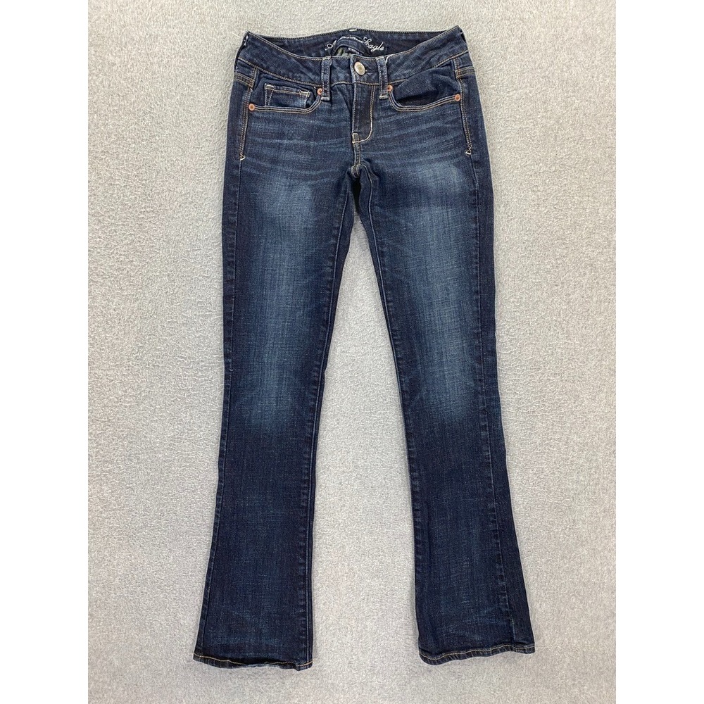 American Eagle 90s Low Rise Skinny Kick Jeans Womens 2 Blue Cotton Dark Wash